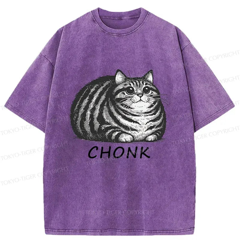 Kyoto-Lion Fat Cat Funny Japanese Washed T-Shirt
