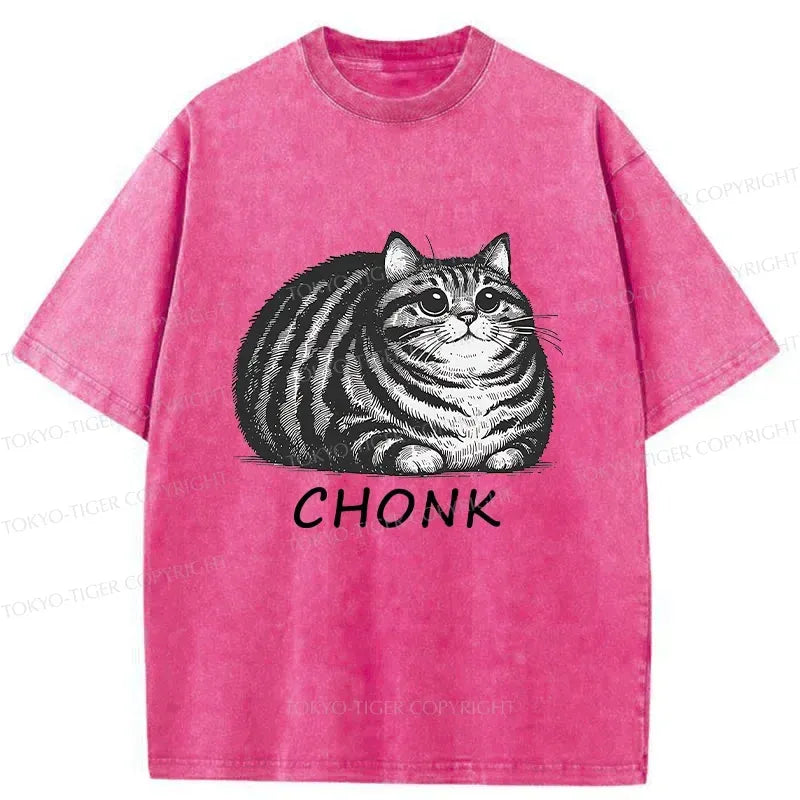 Kyoto-Lion Fat Cat Funny Japanese Washed T-Shirt