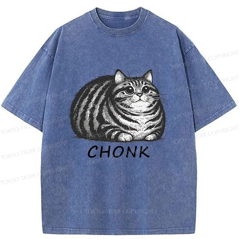 Kyoto-Lion Fat Cat Funny Japanese Washed T-Shirt