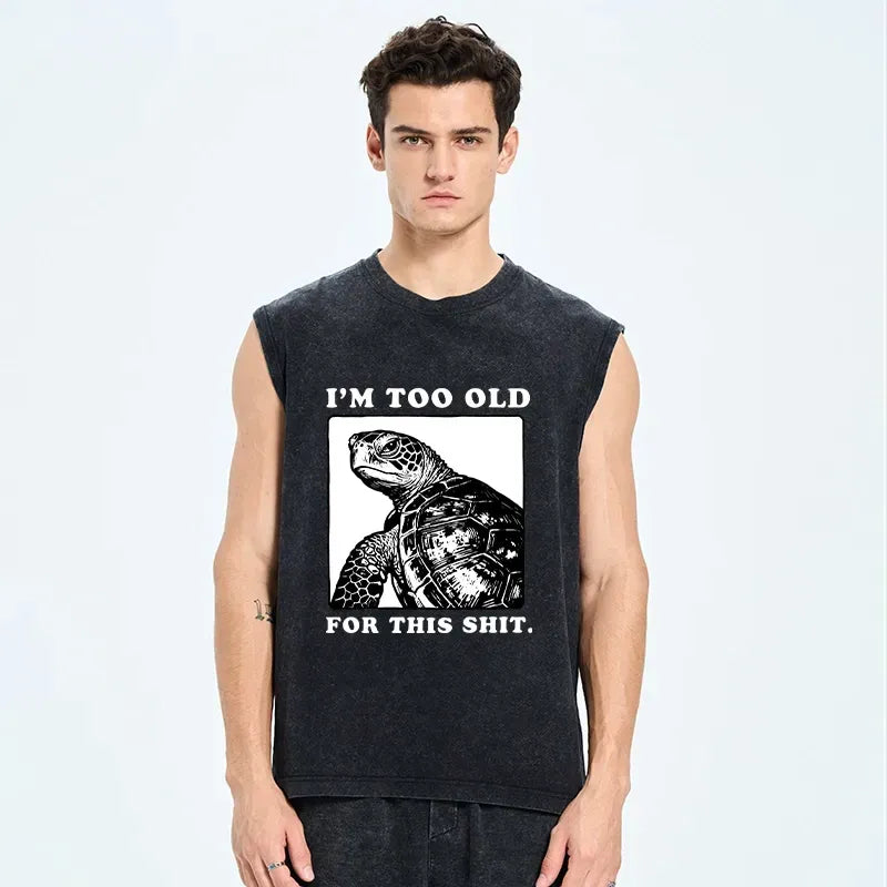Kyoto-Lion Turtle I Quit Meme Energy Washed Tank