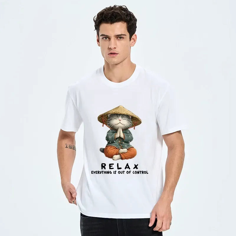 Kyoto-Lion Zen Relax Cat Graphic Classic T-Shirt