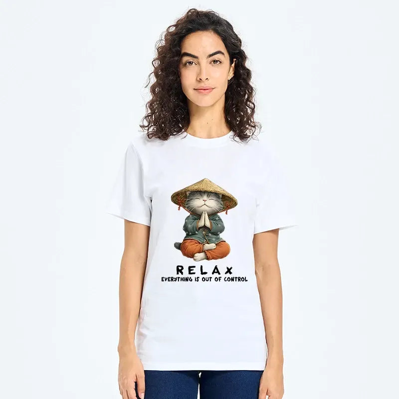 Kyoto-Lion Zen Relax Cat Graphic Classic T-Shirt