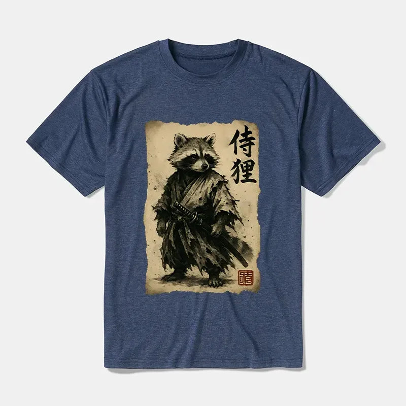 Retro Samurai Raccoon T-Shirt for Streetwear
