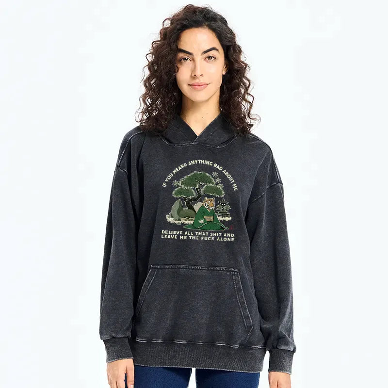 Funny Samurai Zen Washed Hoodie Gift Idea