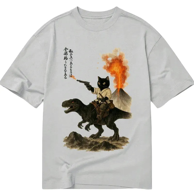 Japanese Cat Dinosaur T-Shirt for Daily Wear
