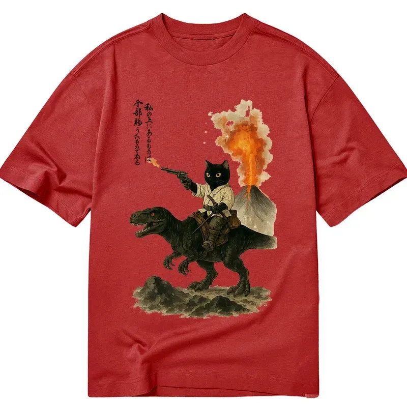 Unisex Cat Riding Dino Shirt Trendy Gift