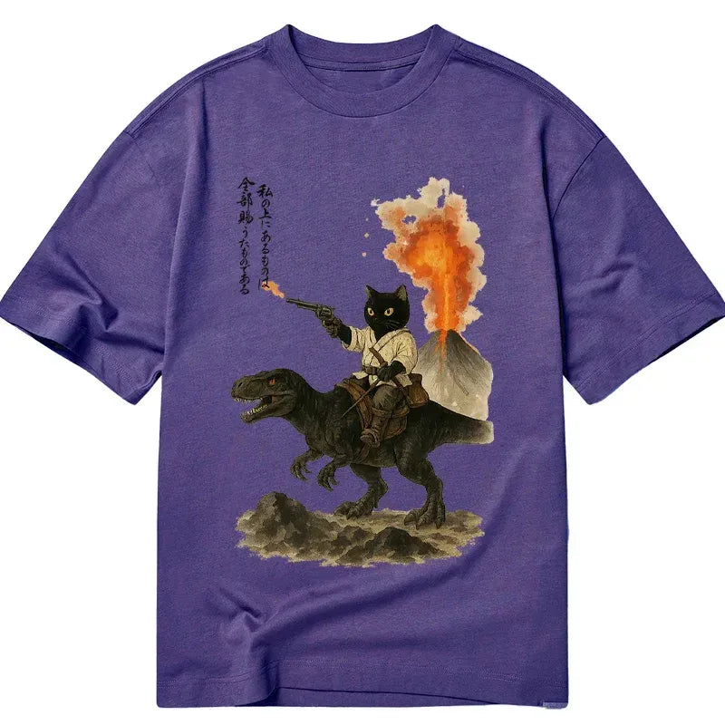 Unisex Cat Riding Dino Shirt Trendy Gift