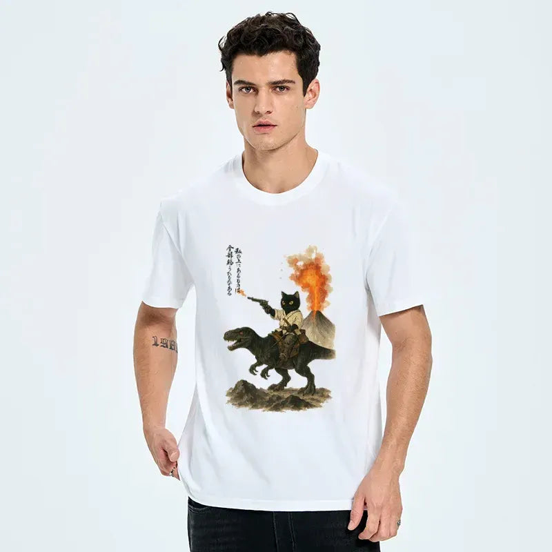 Kyoto-Lion Cat Riding A Dinosaur Classic T-Shirt