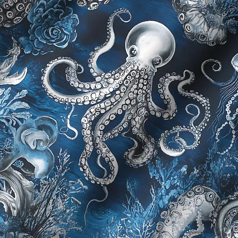 Kyoto-Lion Deep Sea Octopus Cuban Collar Shirt