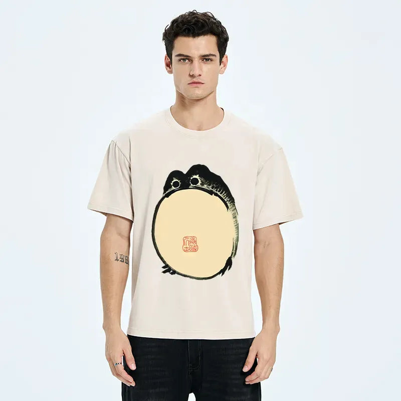Kyoto-Lion Grumpy Frog Japanese Washed T-Shirt