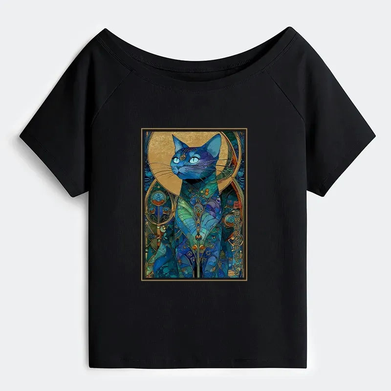 Funny Cat T-Shirt for Women Casual