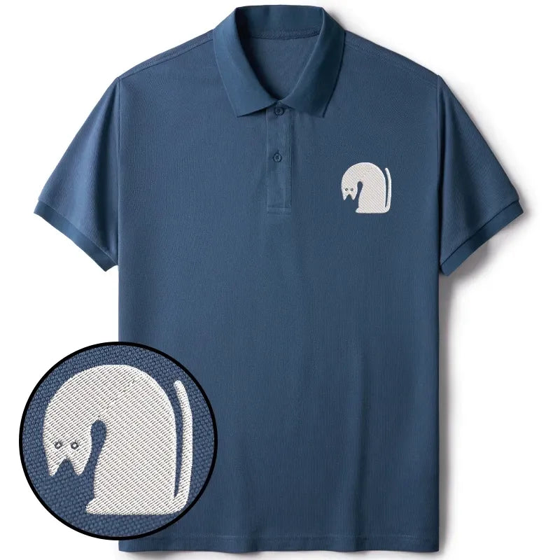 Unisex Embroidered Cat Polo Shirt