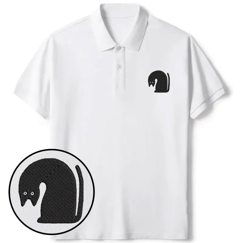 Unisex Embroidered Cat Polo Shirt