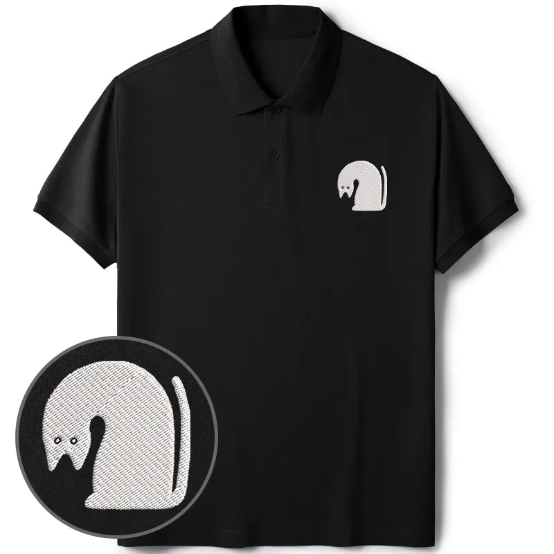 Unisex Embroidered Cat Polo Shirt
