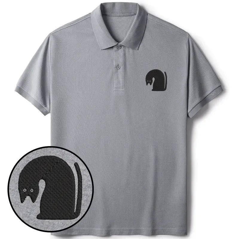 Unisex Embroidered Cat Polo Shirt
