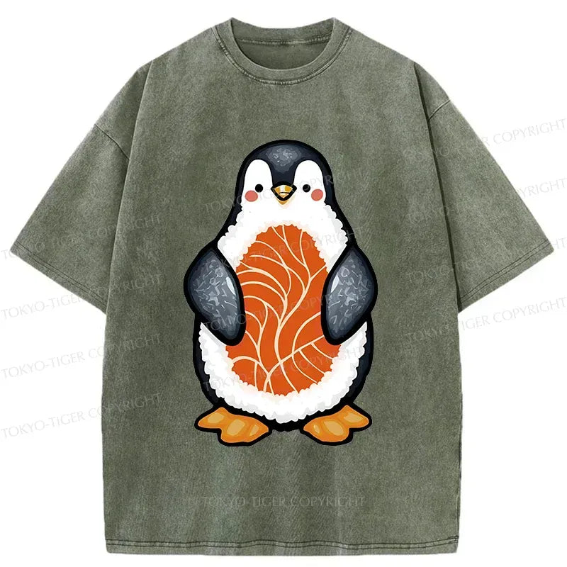 Kyoto-Lion Penguin Sushi Washed T-Shirt