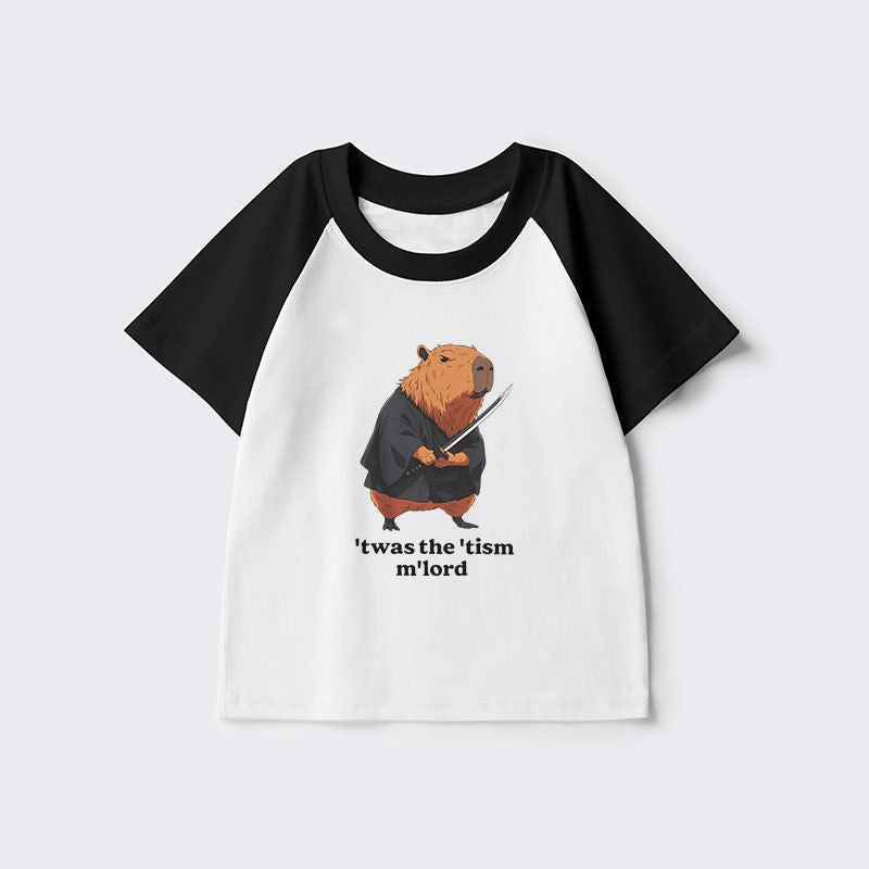 Samurai Capybara Kids Raglan T-Shirt