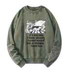 washed unisex sweatshirt with funny octopus design