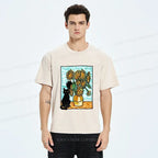 Japanese vintage black cat sunflower t-shirt