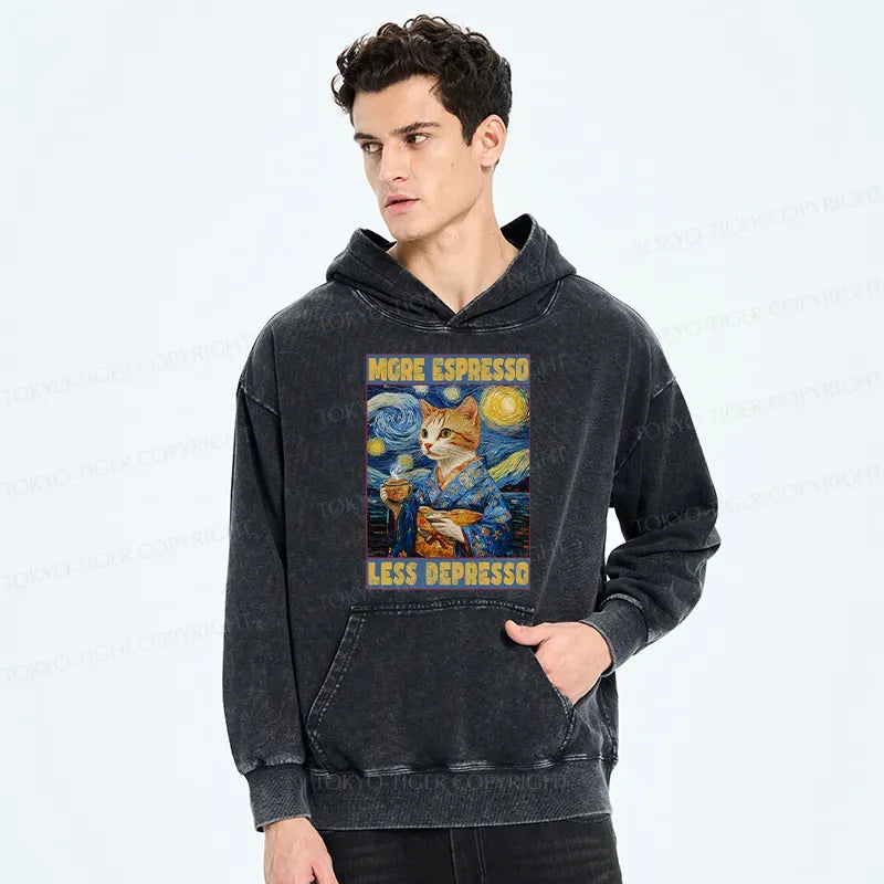 Kyoto-Lion Funny More Espresso Less Depresso Washed Hoodie