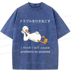 Kyoto-Lion Goose Causing Trouble Washed T-Shirt