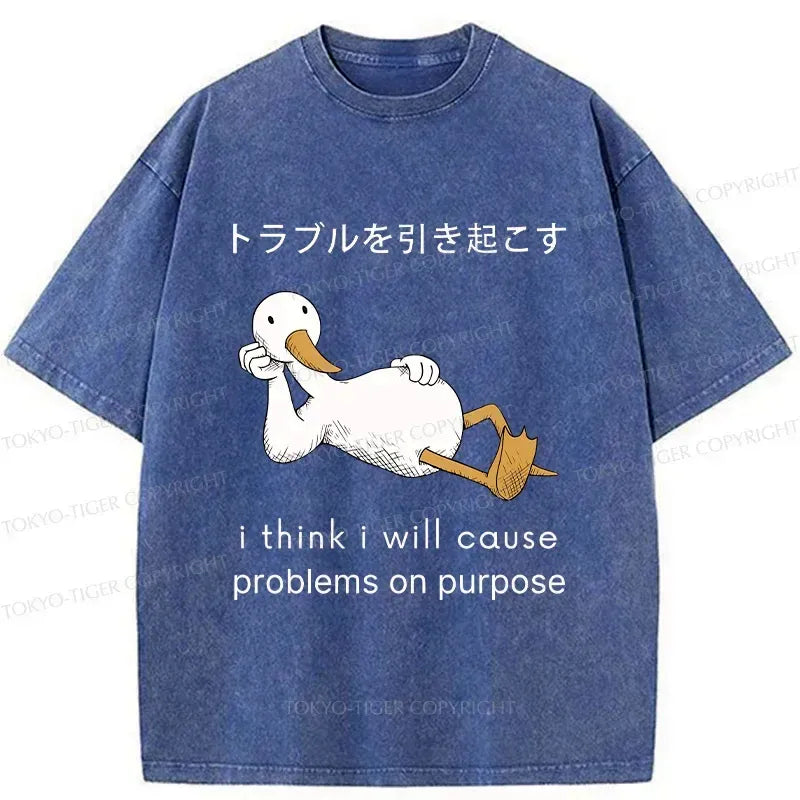Kyoto-Lion Goose Causing Trouble Washed T-Shirt