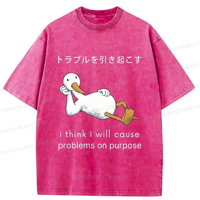 Kyoto-Lion Goose Causing Trouble Washed T-Shirt