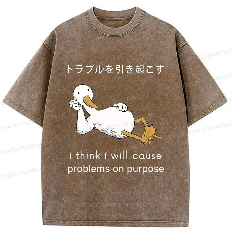 Kyoto-Lion Goose Causing Trouble Washed T-Shirt