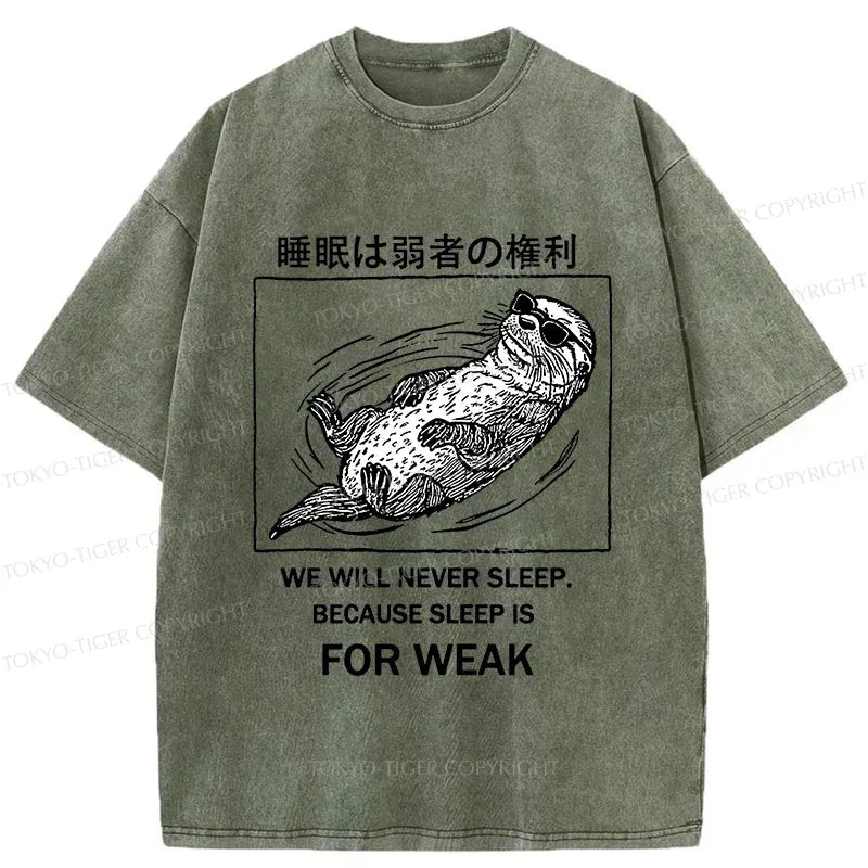 Kyoto-Lion Sleep Is For Weak Washed T-Shirt