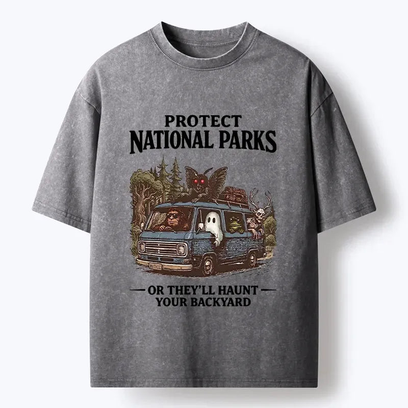 Kyoto-Lion Protect Wild National Parks Washed T-Shirt
