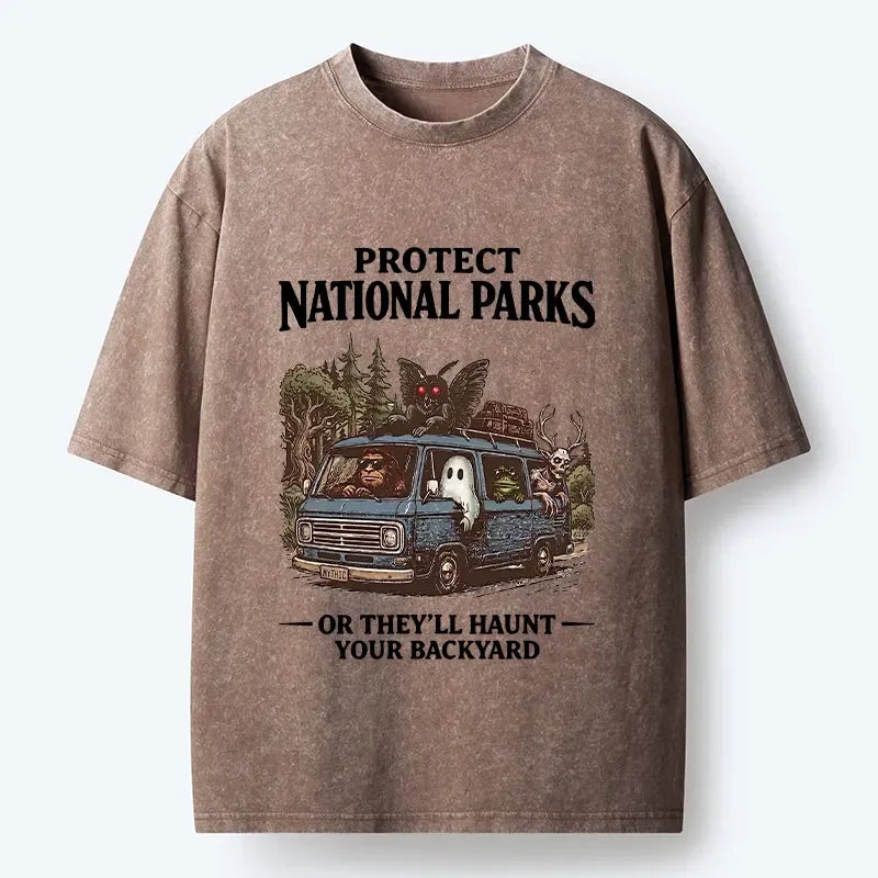 Kyoto-Lion Protect Wild National Parks Washed T-Shirt