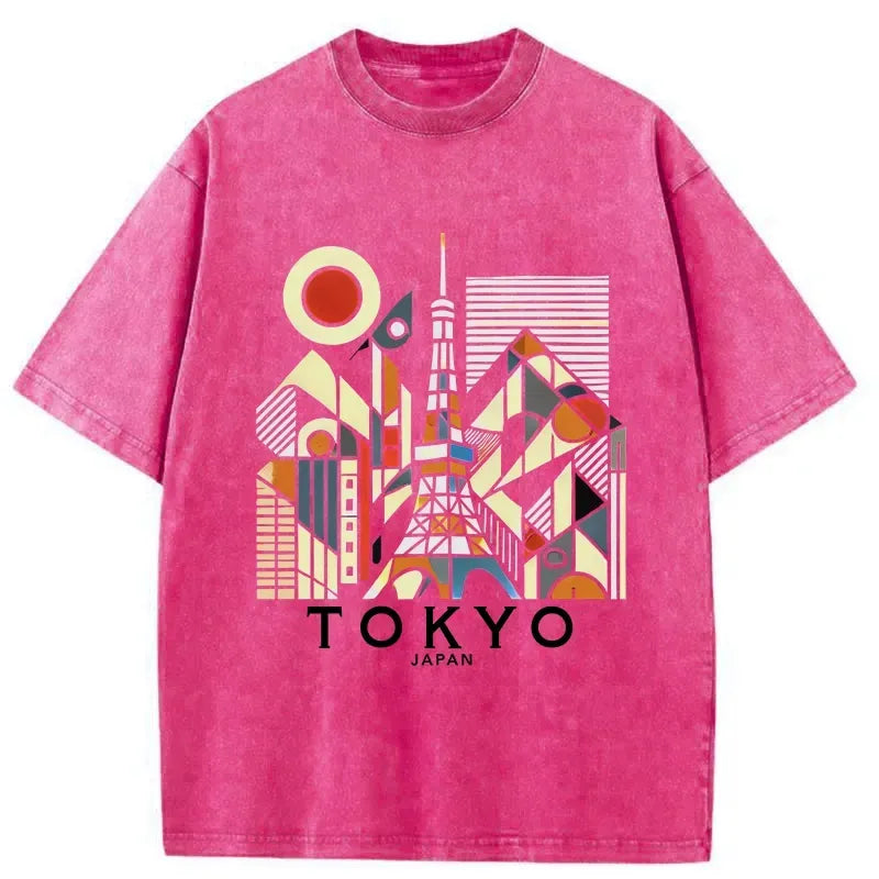 Kyoto Tokyo 3D architecture washed t-shirt