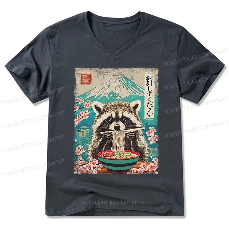 funny raccoon japanese unisex tee on sale