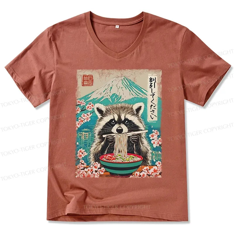 kyoto lion raccoon v-neck t-shirt free shipping