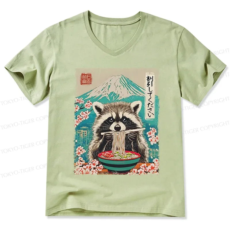 kyoto lion raccoon v-neck t-shirt free shipping