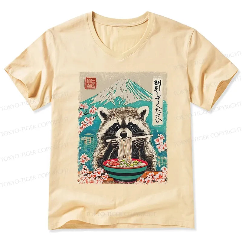 funny raccoon japanese unisex tee on sale