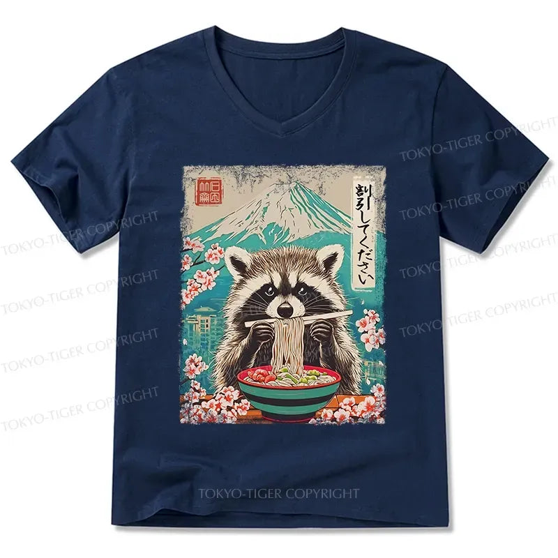 funny raccoon japanese unisex tee on sale