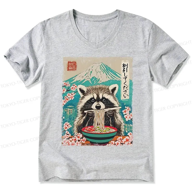 Kyoto-Lion Please Give Raccoon A Discount V-Neck Classic T-Shirt