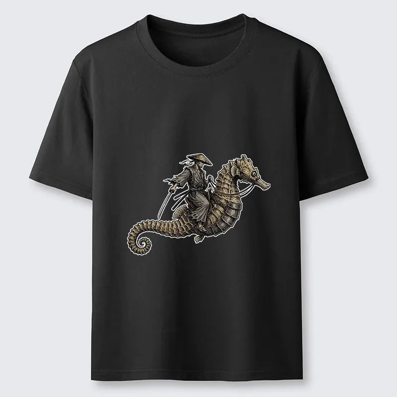 Kyoto-Lion Samurai Riding Seahorse Classic T-Shirt