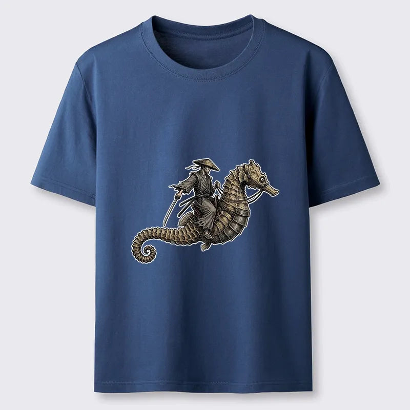Kyoto-Lion Samurai Riding Seahorse Classic T-Shirt