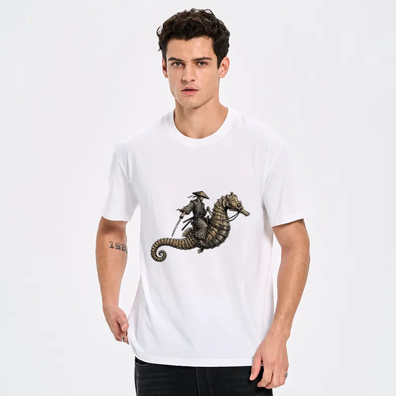 Kyoto-Lion Samurai Riding Seahorse Classic T-Shirt