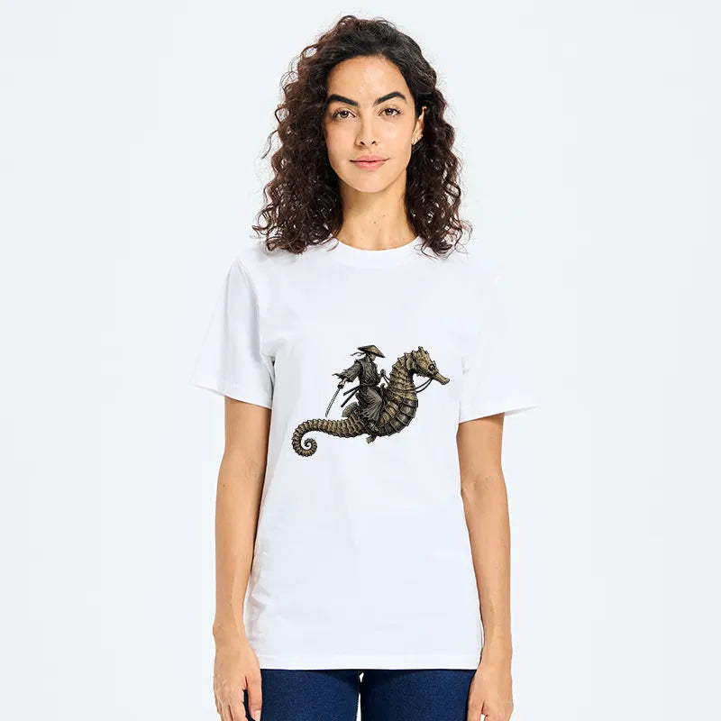 Kyoto-Lion Samurai Riding Seahorse Classic T-Shirt