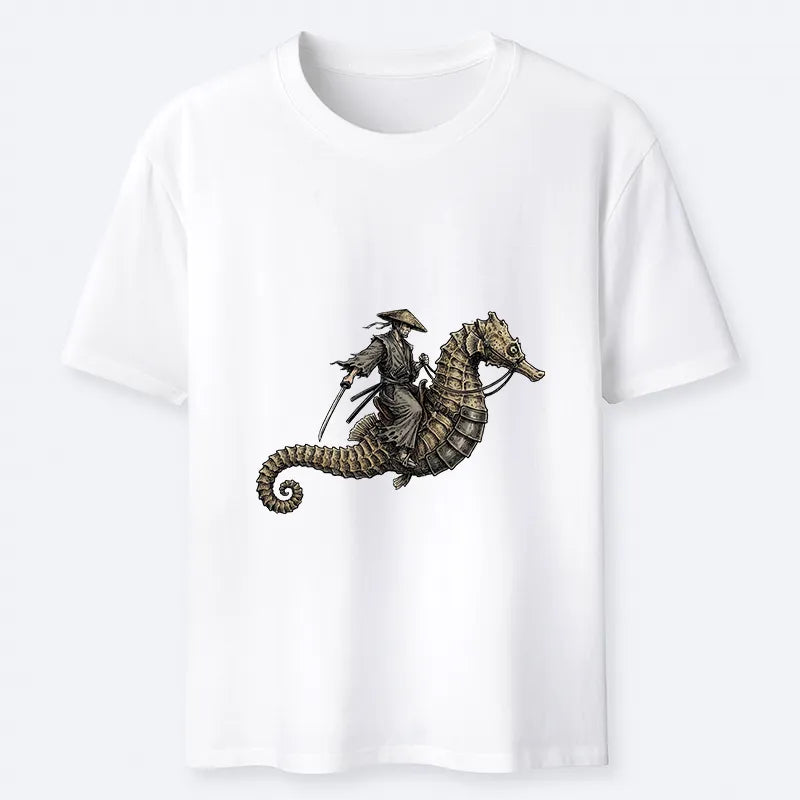 Kyoto-Lion Samurai Riding Seahorse Classic T-Shirt