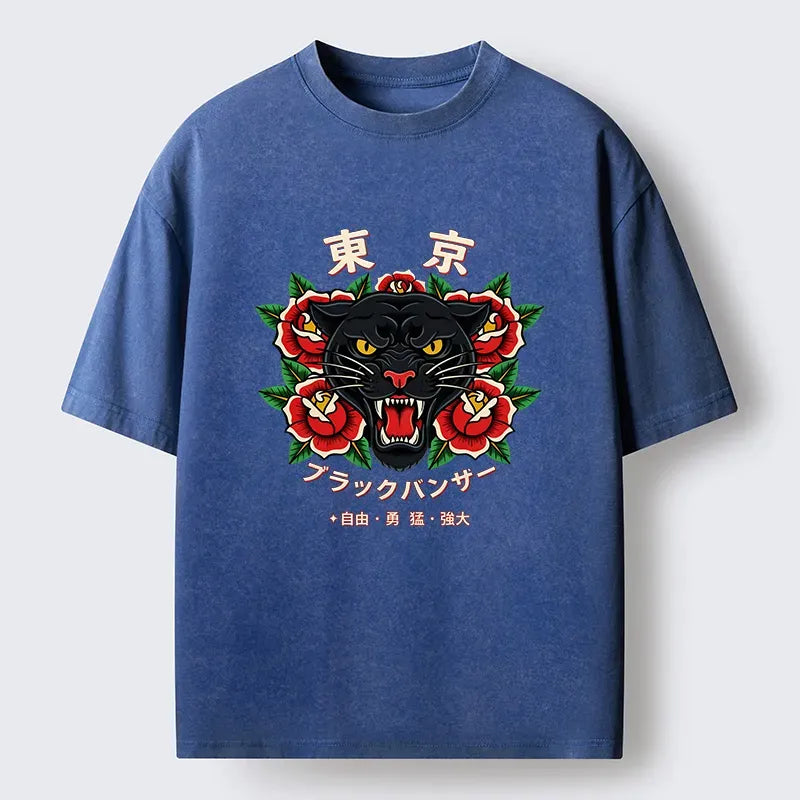 Japanese Black Panther Washed Tee