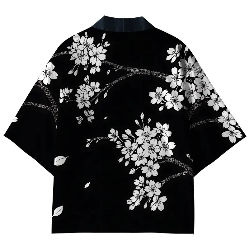 unisex haori jacket with sakura print