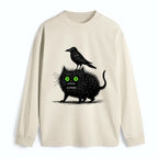 Unisex Vintage Japanese Black Cat T-Shirt for Daily Wear