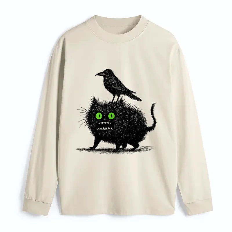Unisex Vintage Japanese Black Cat T-Shirt for Daily Wear