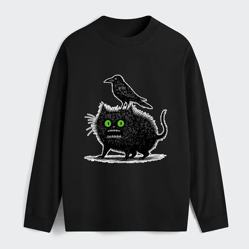 Unisex Vintage Japanese Black Cat T-Shirt for Daily Wear