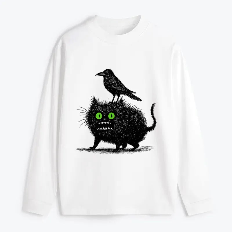 Unisex Vintage Japanese Black Cat T-Shirt for Daily Wear