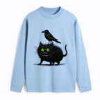 Japanese Crow and Black Cat Long Sleeve T-Shirt